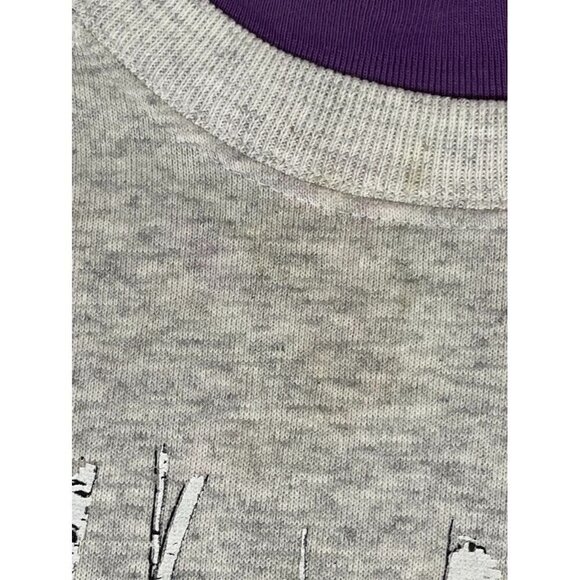 Lee Sweatshirt Women L Vtg Gray Crew Pullover Deer Graphic Woodland Winter Retro - Picture 10 of 12